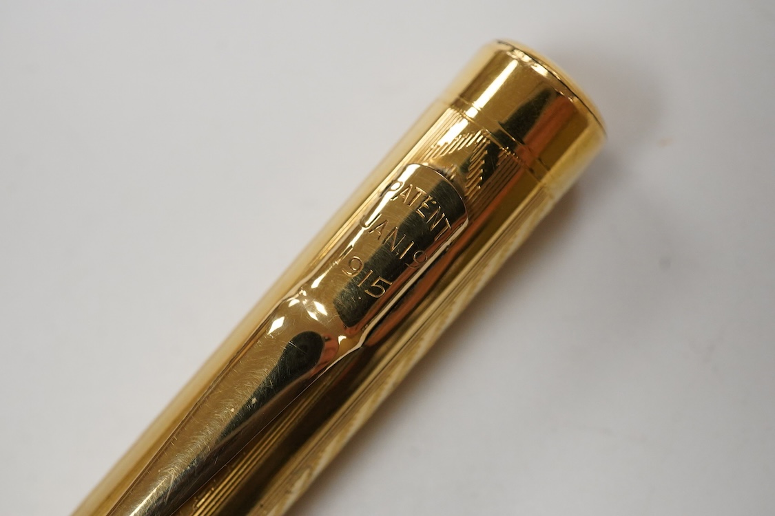 A Mabie Todd & Co. Swan gold filled lever filler. Made in USA with No.2 14ct. gold nib